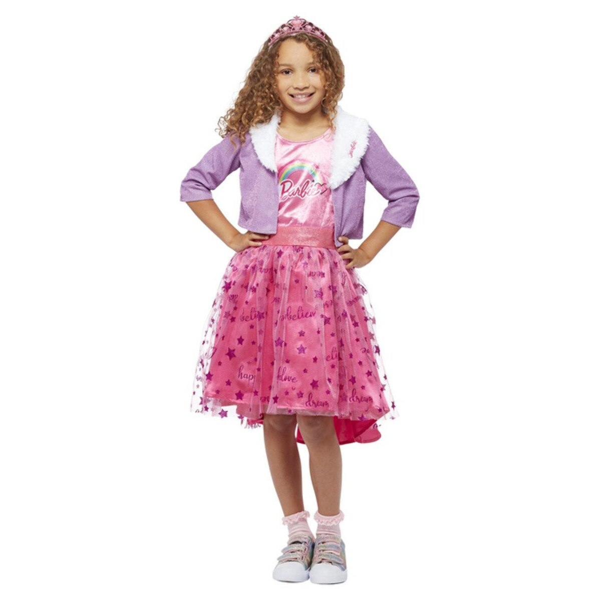 Costum Printesa Barbie cu tiara si jacheta asortata 120cm(5-6ani)