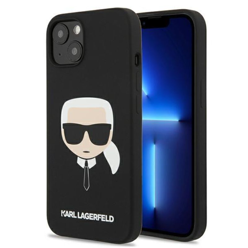 Husa Karl Lagerfeld Silicon Karls Head compatibila cu iPhone 13 Mini, Negru