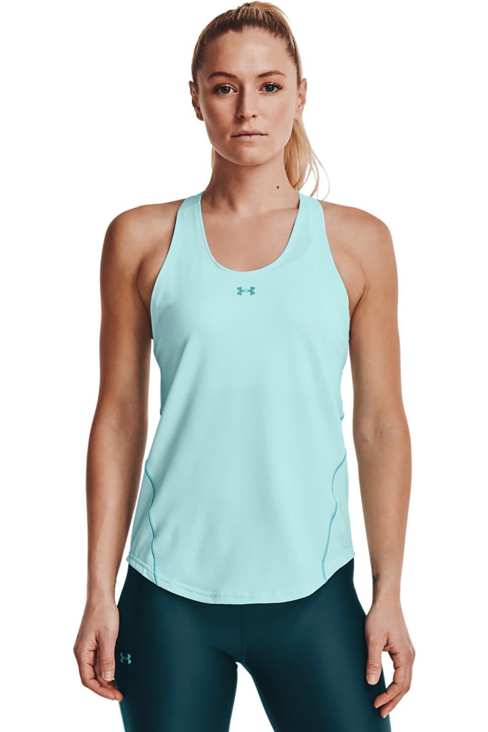 Under Armour, Top cu decupaj racerback pentru antrenament Coolswitch, Albastru pastel