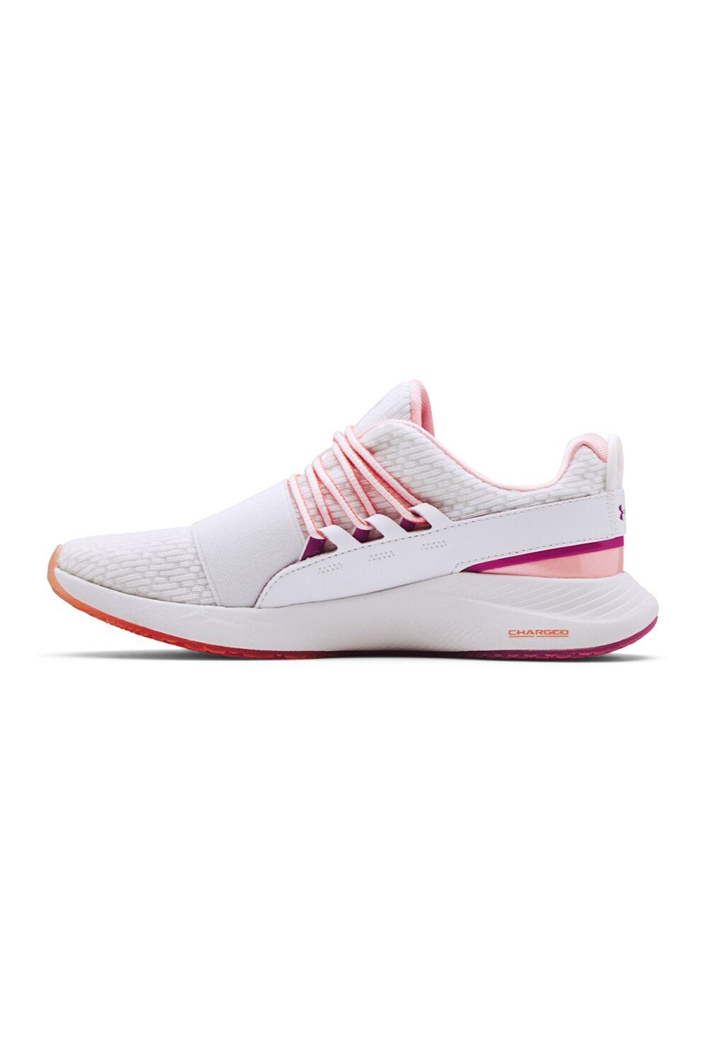 Under Armour, Pantofi sport din plasa Charged Breathe, Alb/Roz somon