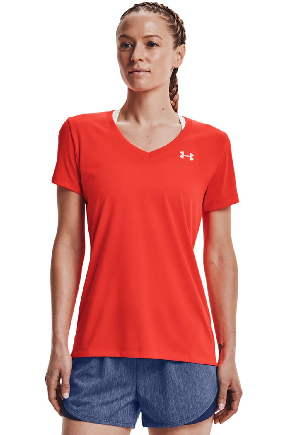 Under Armour, Tricou cu decolteu in V pentru antrenament Tech SSV, Rosu