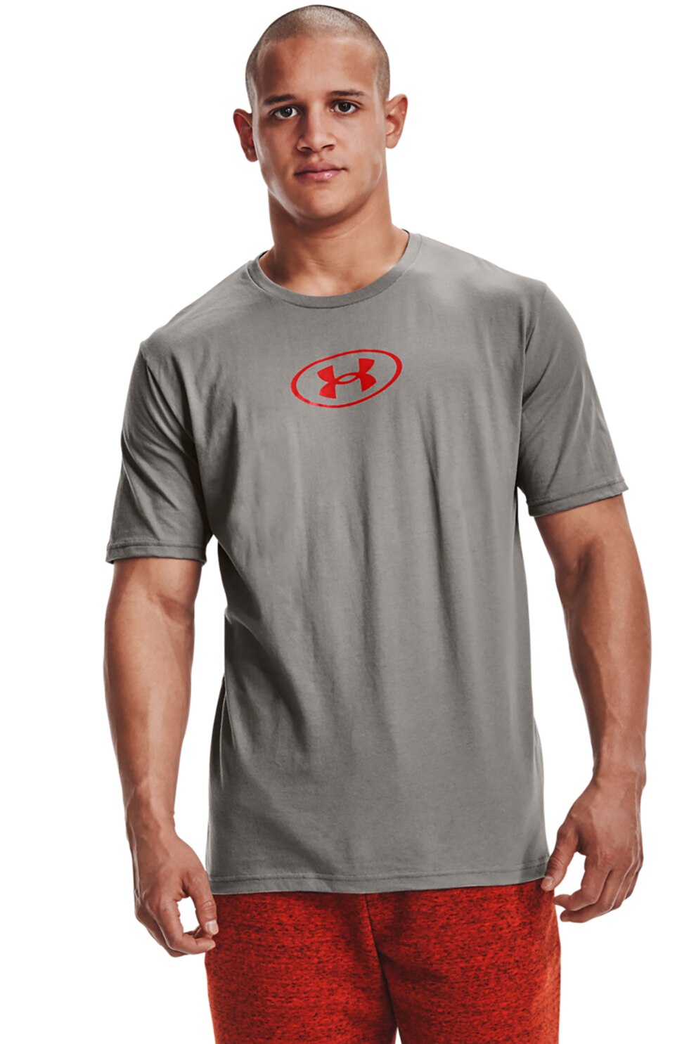 Under Armour, Tricou pentru fitness Only Way Is Through, Gri/Alb/Rosu