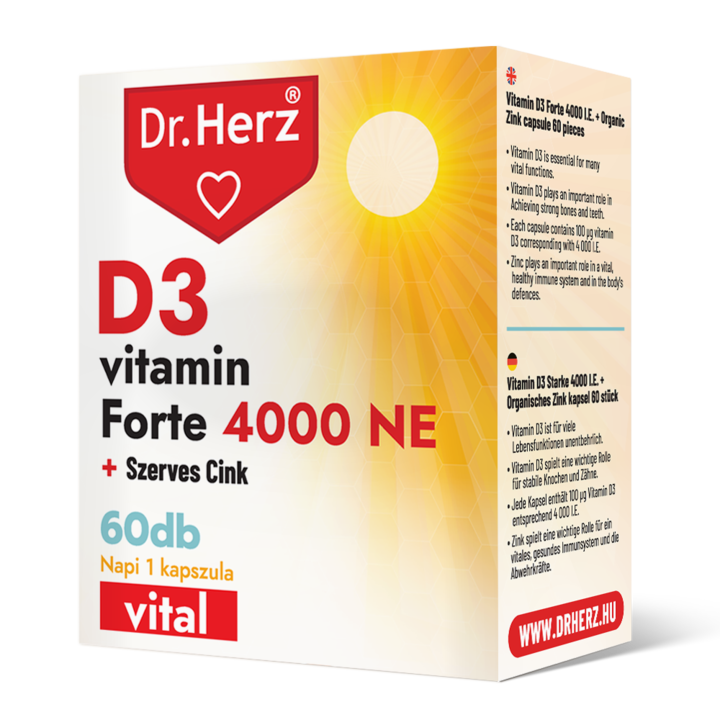 Vitamina D3 4000 UI + Zinc organic, Dr. Herz, 60 capsule
