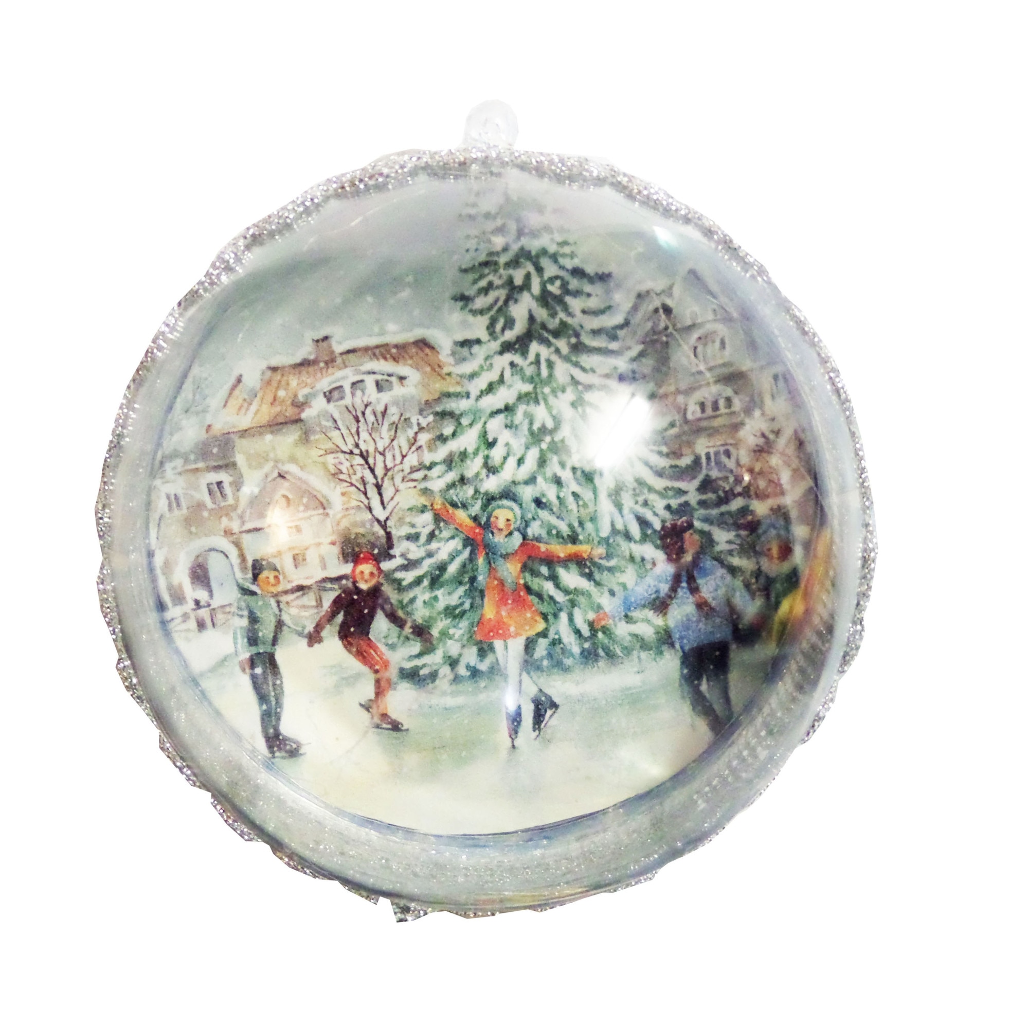 Glob de Craciun de 14 cm La Patinoar langa Brad