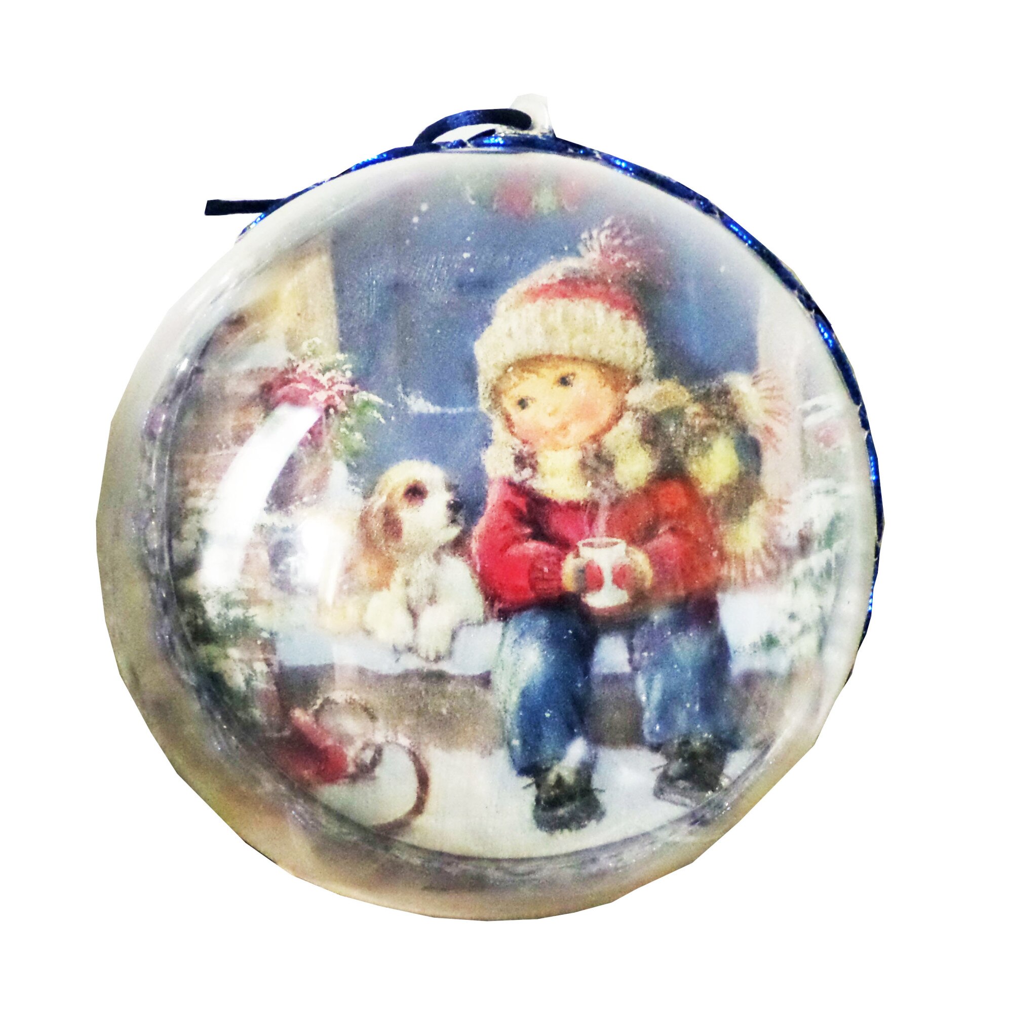 Glob de Craciun de 14 cm La un Ceai Fierbinte in Fata Casei