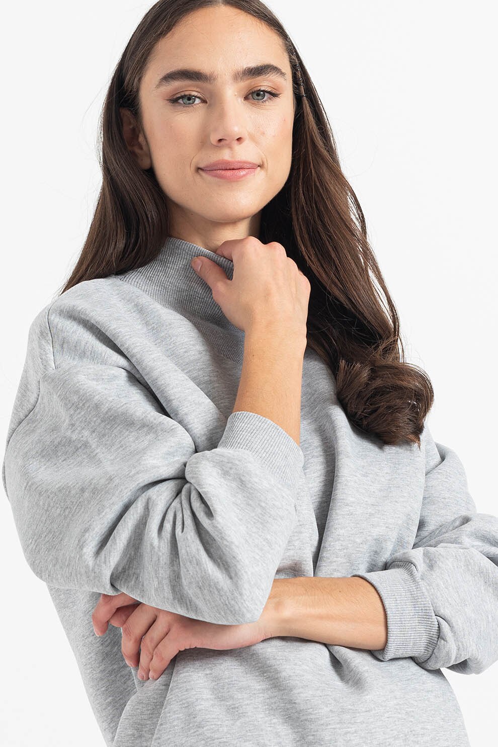 Sisters Point, Bluza sport cu maneci cazute Peva, Gri melange