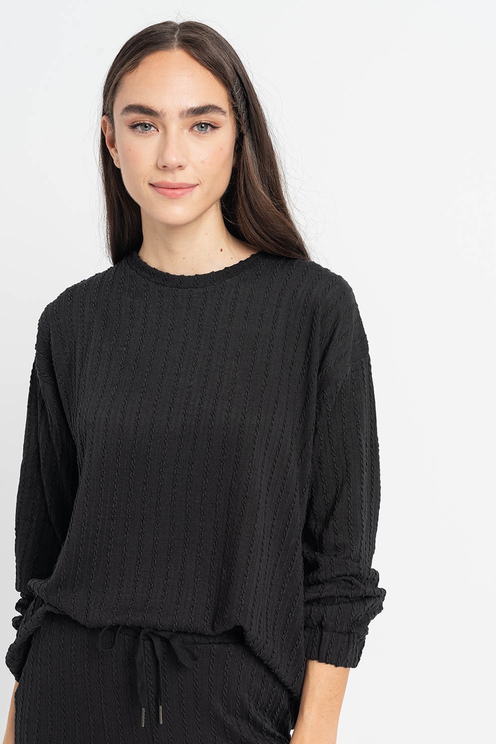 Sisters Point, Bluza cu torsade discrete Vakia, Negru