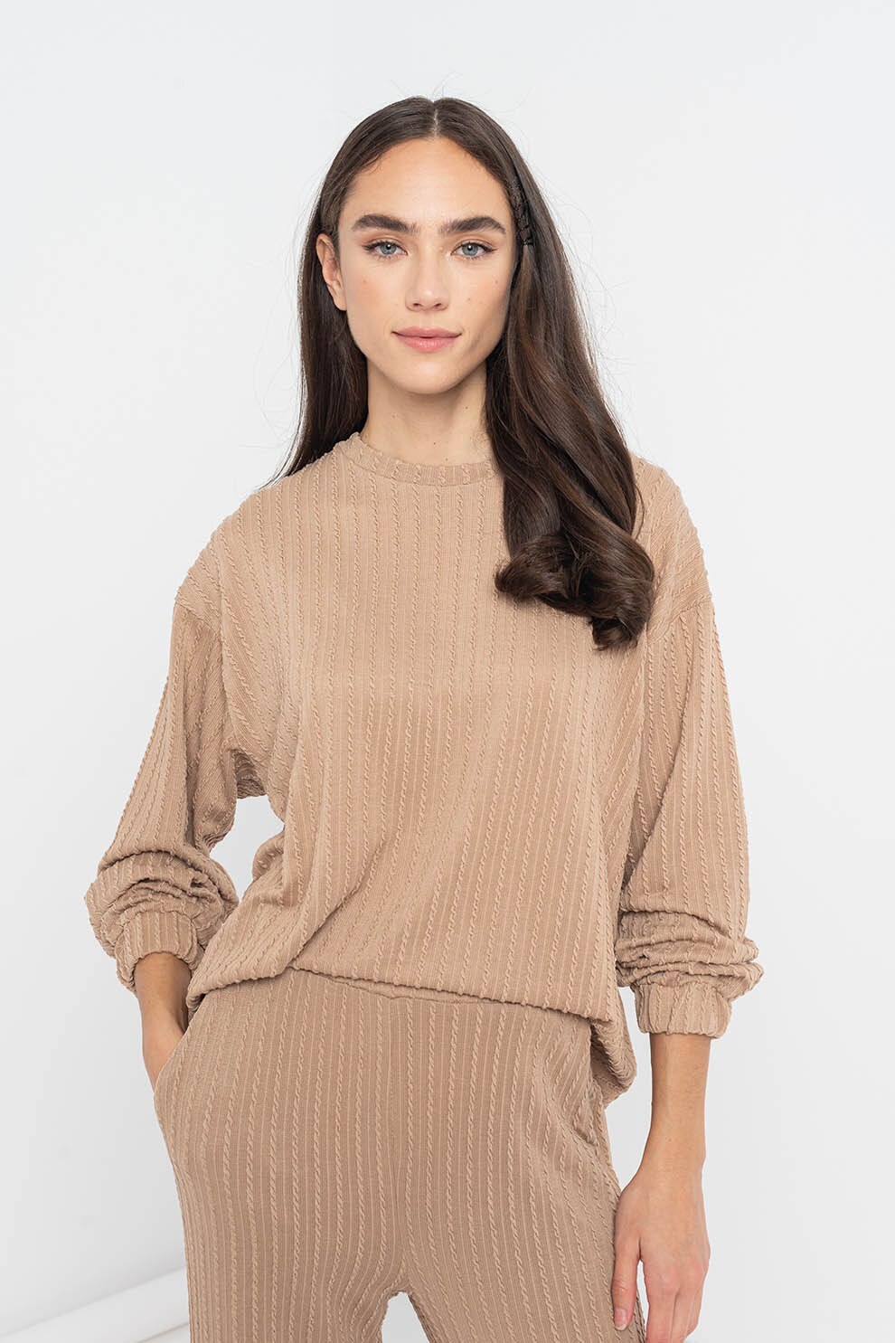 Sisters Point, Bluza cu torsade discrete Vakia, Cafeniu