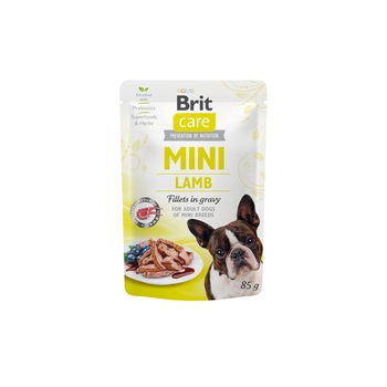 Hrana Umeda Caini Brit Care Mini Dog Fileuri de Miel in Sos 85 gr Hrana Umeda Caini Brit Care Mini Dog Fileuri de Miel in Sos 85 gr