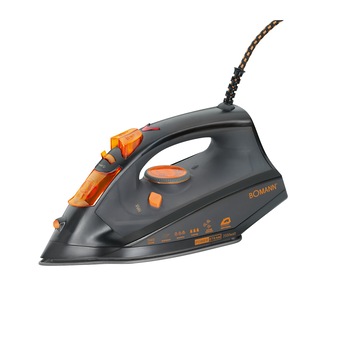 Fier de calcat Bomann, DB 784 CB, 7 functii, 280 ml, autocuratare, anticalcar, alunecare excelenta, jet de abur vertical, talpa din otel inoxidabil, 2500 W, antracit/portocaliu Fier de calcat Bomann, DB 784 CB, 7 functii, 280 ml, autocuratare, anticalcar, alunecare excelenta, jet de abur vertical, talpa din otel inoxidabil, 2500 W, antracit/portocaliu