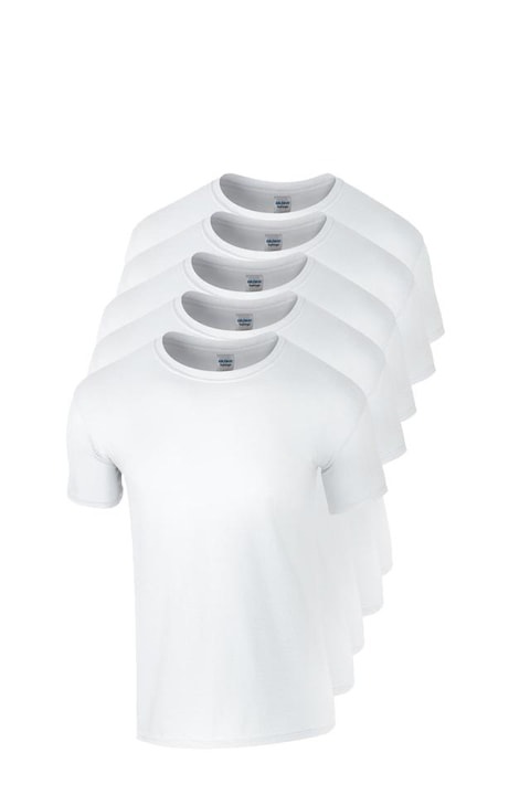 Set 5 Tricouri Negre Simple Barbati, Model Elegant, 100% bumbac, Alb