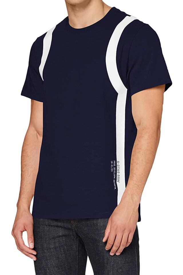 Tricou barbati 'Sport Insert R T' G-Star Raw, albastru, XL, bumbac organic