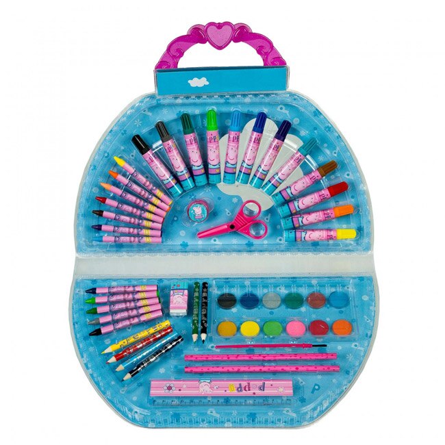 Set colorat si desenat Peppa Pig, 51 elemente, Multicolor