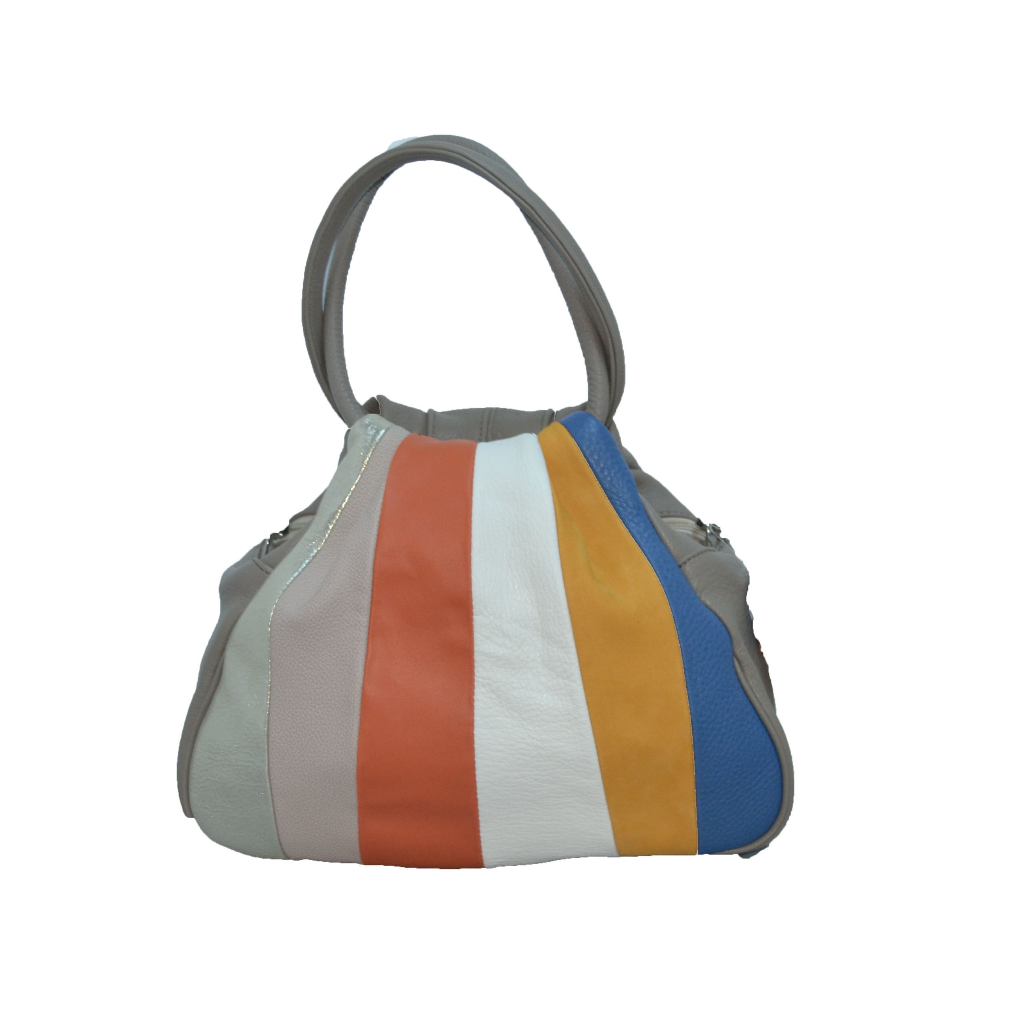 Geanta dama, casual, Zea, din piele naturala, grej, 28x12x28 cm