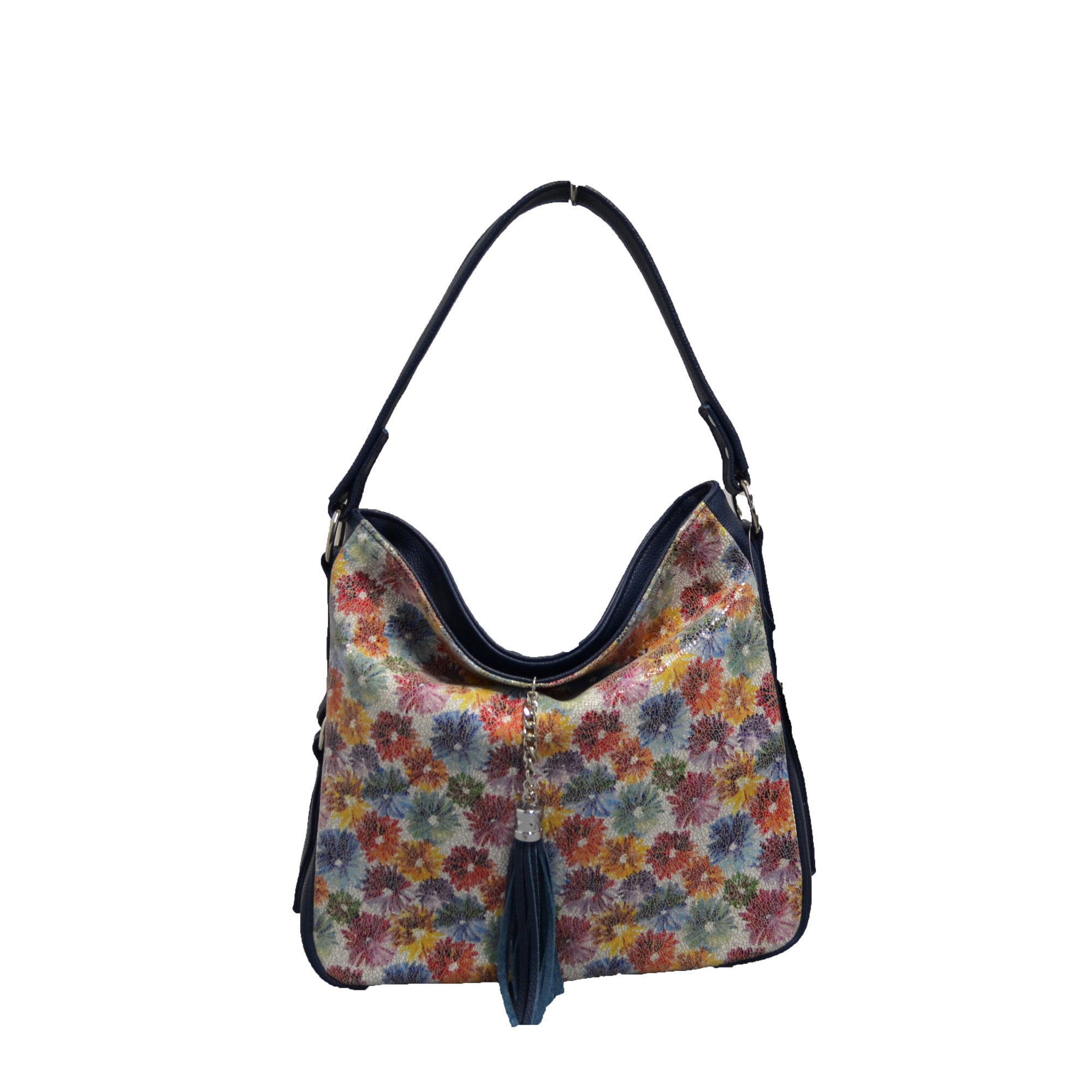 Geanta dama, Zea, casual, din piele naturala, bluemarin, 32x10x28 cm