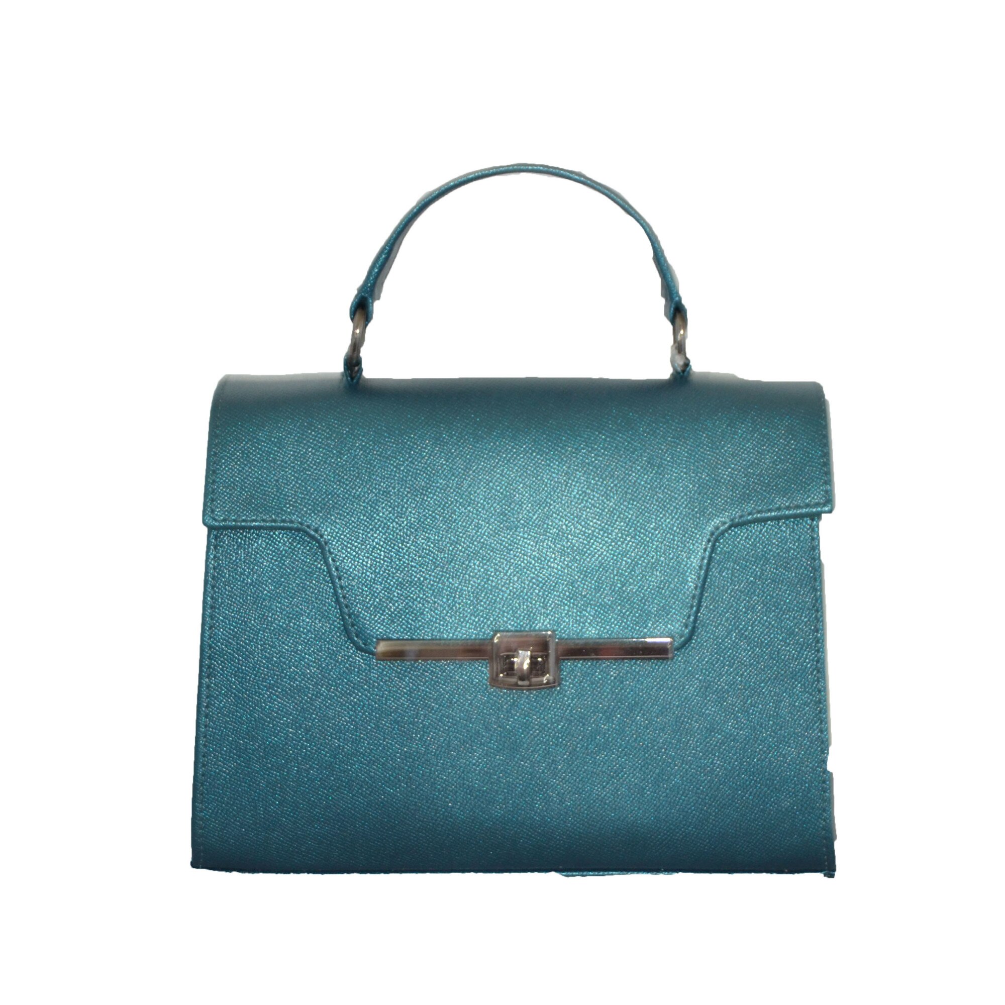 Geanta dama, Zea, casual, din piele naturala, turquaz, 26x12x21 cm