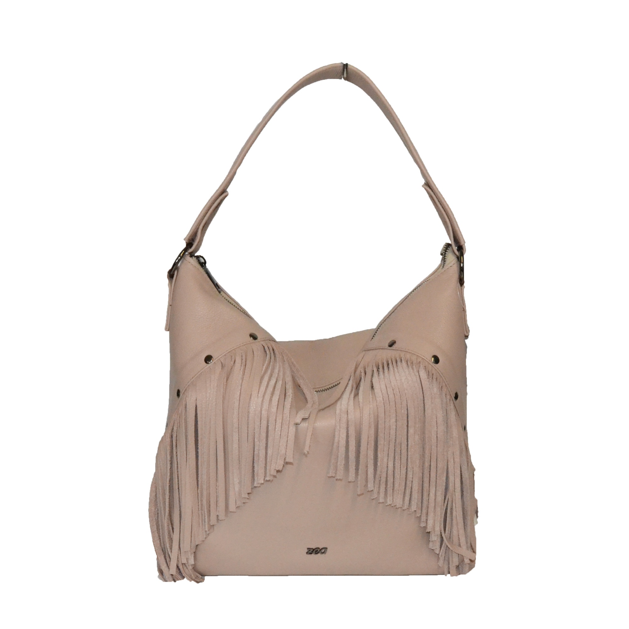 Geanta dama, casual, Zea, din piele naturala, bej, 34x13x34 cm