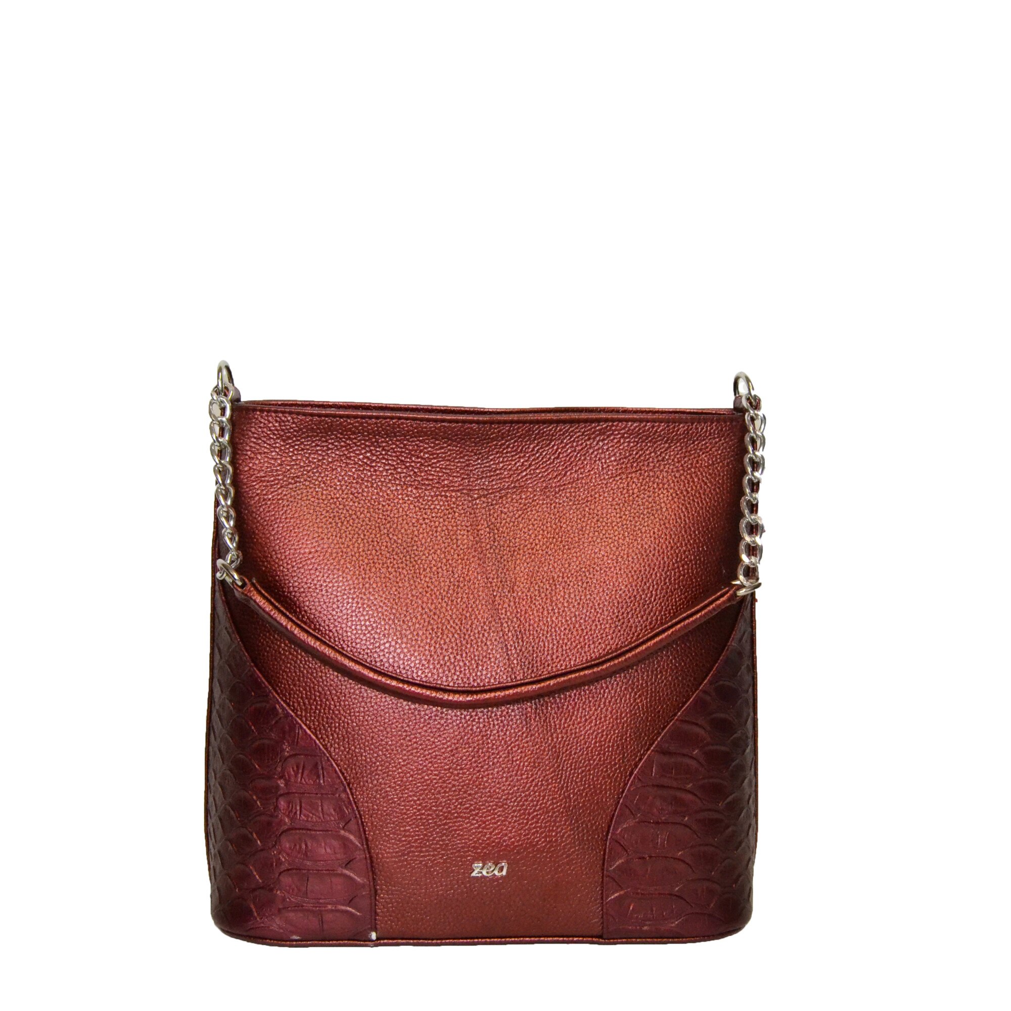 Geanta dama, casual, Zea, din piele naturala , visiniu, 32x14x32