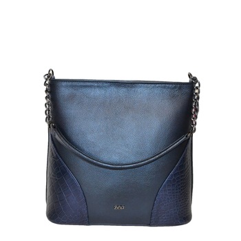 Geanta dama, casual, Zea, din piele naturala, albastru, 32x14x32 cm Geanta dama, casual, Zea, din piele naturala, albastru, 32x14x32 cm