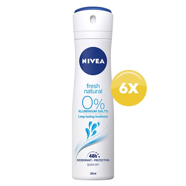 Pachet Promo: Deodorant spray Nivea Fresh Natural, 150 ml x 6 bucati