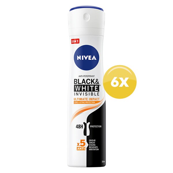 Pachet Promo: Deodorant spray Nivea Black & White Ultimate Impact, 150 ml x 6 bucati