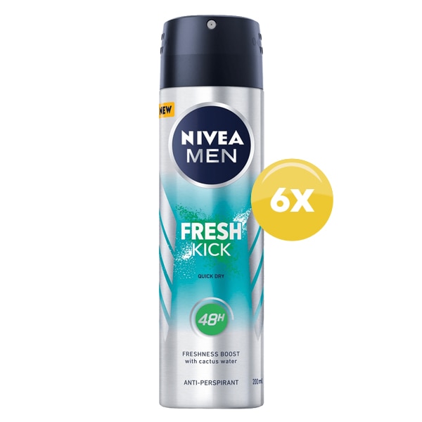 Pachet Promo Nivea Men: Deodorant spray Nivea Men Fresh Kick, 150 ml x 6 bucati