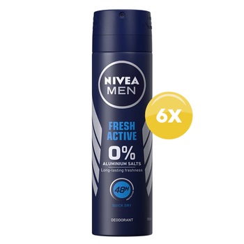 Pachet Promo: Deodorant spray Nivea Men Fresh Active, 150 ml x 6 bucati Pachet Promo: Deodorant spray Nivea Men Fresh Active, 150 ml x 6 bucati
