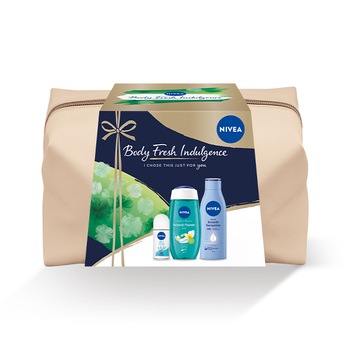 Set cadou Nivea Body Fresh Indulgence: Lotiune de corp delicata Nivea Body Smooth Sensation, 250 ml + Gel de dus Nivea Hawaii Flower & Oil, 250 ml + Deodorant roll-on Nivea Dry Fresh, 50 ml Set cadou Nivea Body Fresh Indulgence: Lotiune de corp delicata Nivea Body Smooth Sensation, 250 ml + Gel de dus Nivea Hawaii Flower & Oil, 250 ml + Deodorant roll-on Nivea Dry Fresh, 50 ml