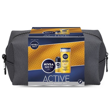 Set cadou Nivea Active Energy: Crema de corp Nivea Men Creme, 150 ml + Gel de dus Nivea Men Active Energy, 250 ml + Deodorant roll-on Nivea Men Active Energy, 50 ml Set cadou Nivea Active Energy: Crema de corp Nivea Men Creme, 150 ml + Gel de dus Nivea Men Active Energy, 250 ml + Deodorant roll-on Nivea Men Active Energy, 50 ml