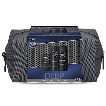 Set cadou Nivea Men Deep: Lotiune dupa ras Nivea Men Deep After Shave, 100 ml + Gel de dus Nivea Men Deep, 250 ml + Deodorant spray Nivea Men Deep, 150 ml Set cadou Nivea Men Deep: Lotiune dupa ras Nivea Men Deep After Shave, 100 ml + Gel de dus Nivea Men Deep, 250 ml + Deodorant spray Nivea Men Deep, 150 ml
