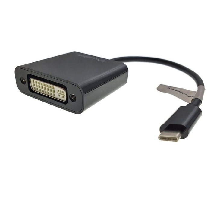 Lanberg TCL-BBL3307 átalakító kábel, USB 3.1 C-típusú apa - DVI (24+5) anya, 15 cm, fekete