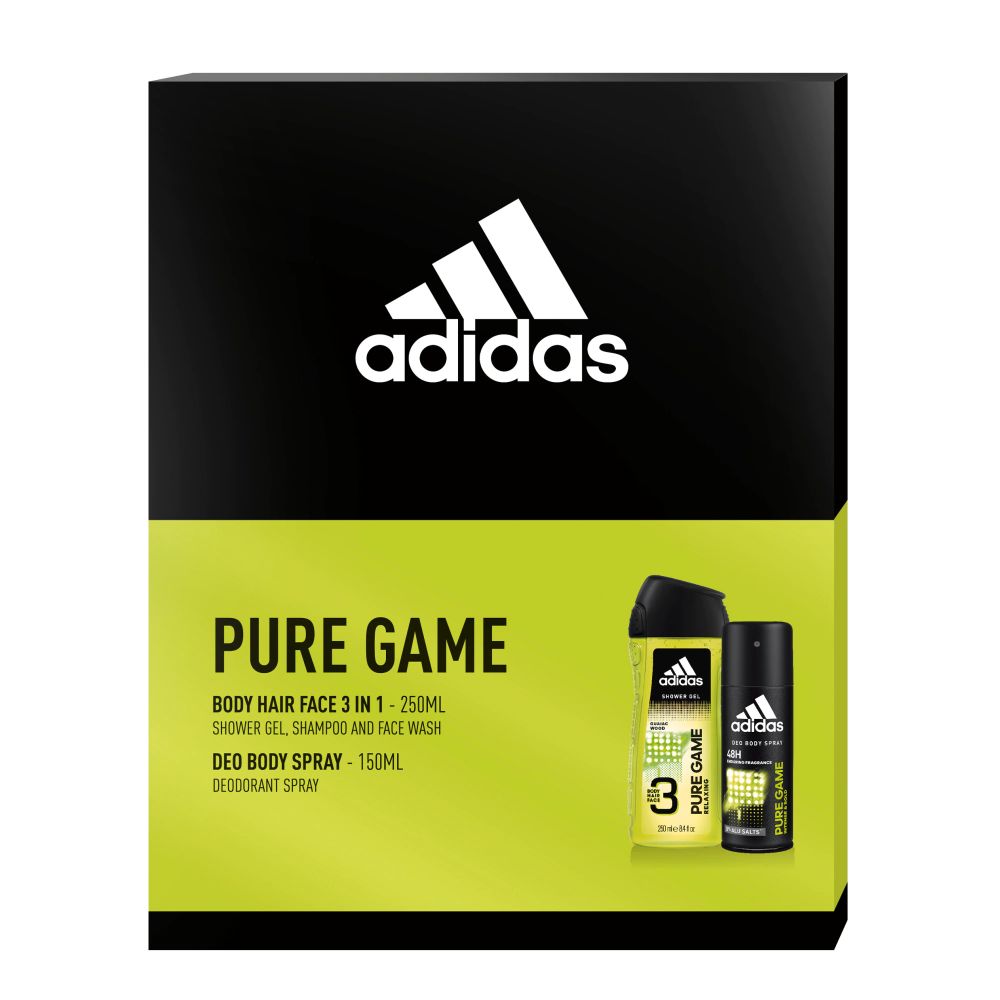 Set cadou Adidas Pure Game: Deodorant, 150 ml + Gel de dus, 250 ml