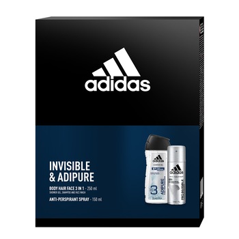 Set cadou Adidas Invisble: Deodorant, 150 ml + Gel de dus Protect, 250 ml Set cadou Adidas Invisble: Deodorant, 150 ml + Gel de dus Protect, 250 ml
