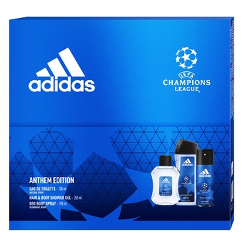 Set cadou Adidas Uefa Anthem: Apa de toaleta, 100 ml + Deodorant, 150 ml + Gel de dus, 250 ml Set cadou Adidas Uefa Anthem: Apa de toaleta, 100 ml + Deodorant, 150 ml + Gel de dus, 250 ml