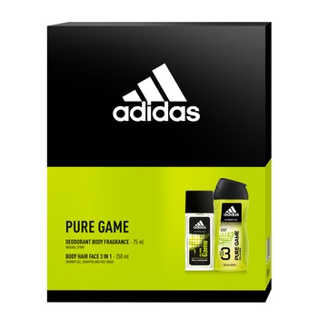 Set cadou Adidas Pure Game: Deodorant spray, 75 ml + Gel de dus, 250 ml Set cadou Adidas Pure Game: Deodorant spray, 75 ml + Gel de dus, 250 ml