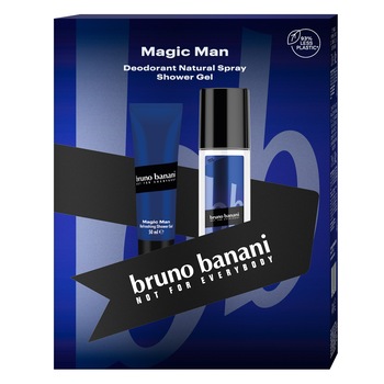 Set cadou Bruno Banani Magic, Barbati: Deodorant spray, 75 ml + Gel de dus, 50 ml Set cadou Bruno Banani Magic, Barbati: Deodorant spray, 75 ml + Gel de dus, 50 ml