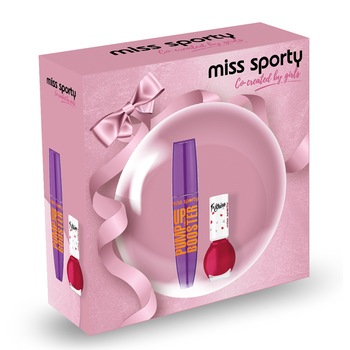 Set cadou Miss Sporty: Mascara Pump Up Booster Black, 12 ml + Lac de unghii 1 Minute To Shine 220 Queen Of Heart, 7 ml Set cadou Miss Sporty: Mascara Pump Up Booster Black, 12 ml + Lac de unghii 1 Minute To Shine 220 Queen Of Heart, 7 ml