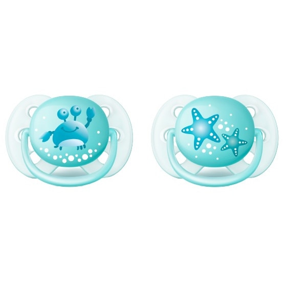 Set 2 suzete Philips-AVENT SCF220/21 Ultra Soft, ultramoale si flexibila, pentru pielea sensibila a bebelusului, ortodontica, 0-6 luni, Turcoaz
