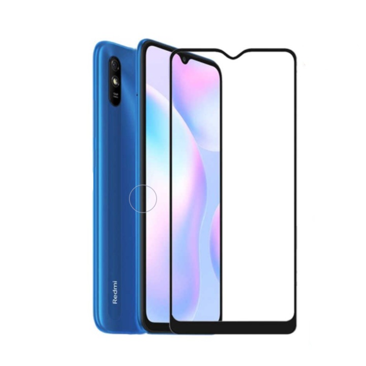 9D Стъклен Протектор за Xiaomi Redmi 9A, Закалено стъкло, Черен