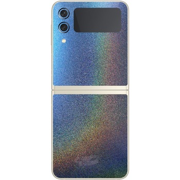 Folie Protectie Carbon Skinz pentru Samsung Galaxy Z Flip3 5G - Color Shift Intergalactic Blue Simple Cut, Skin Adeziv Full Body Cover pentru Rama Ecran, Carcasa Spate
