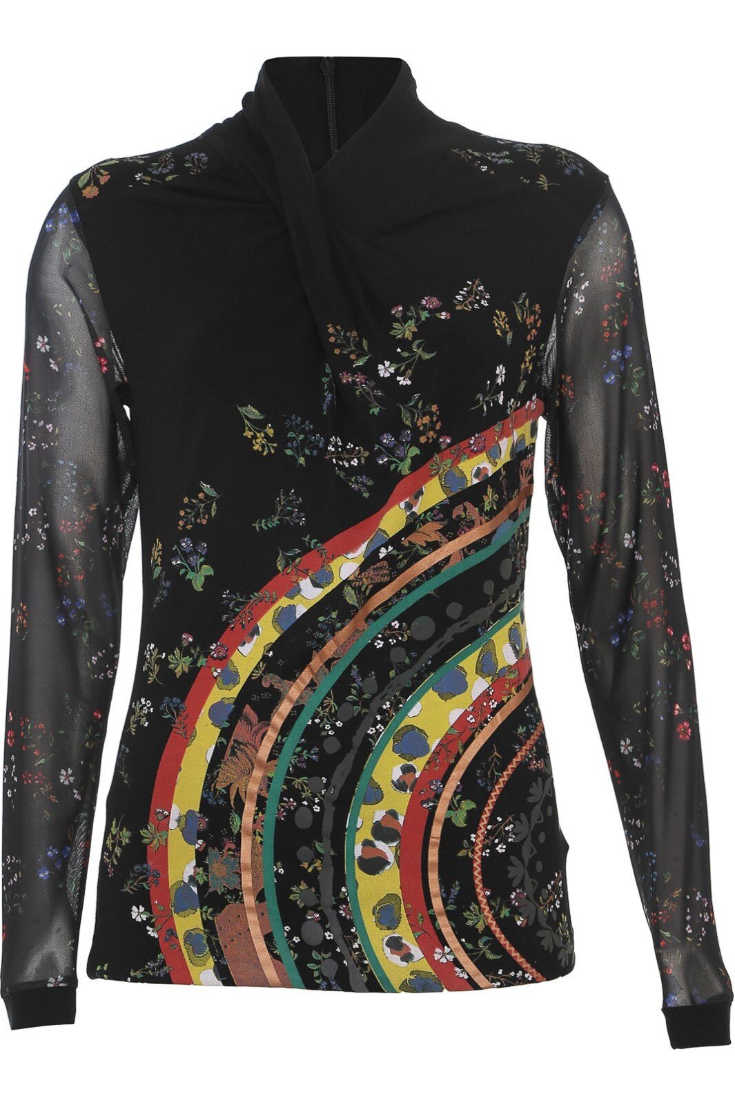 Bluza cu imprimeu floral, Desigual-Ts Tiana, Negru, L