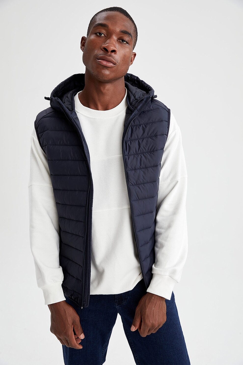 DeFacto, Vesta cu gluga, vatelina si aspect matlasat, Bleumarin