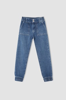 DeFacto, Blugi mom fit cu aspect decolorat, Albastru DeFacto, Blugi mom fit cu aspect decolorat, Albastru
