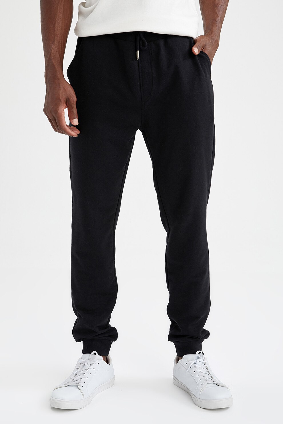 DeFacto, Pantaloni sport slim-fit, Negru, S