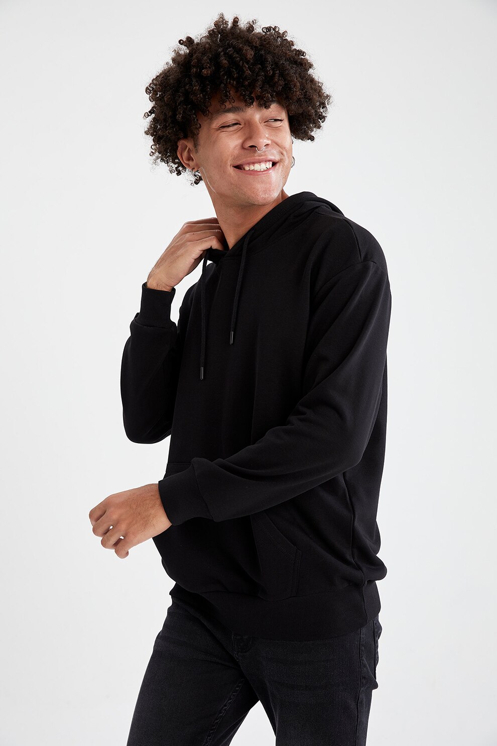 DeFacto, Hanorac supradimensionat cu buzunar kangaroo, Negru