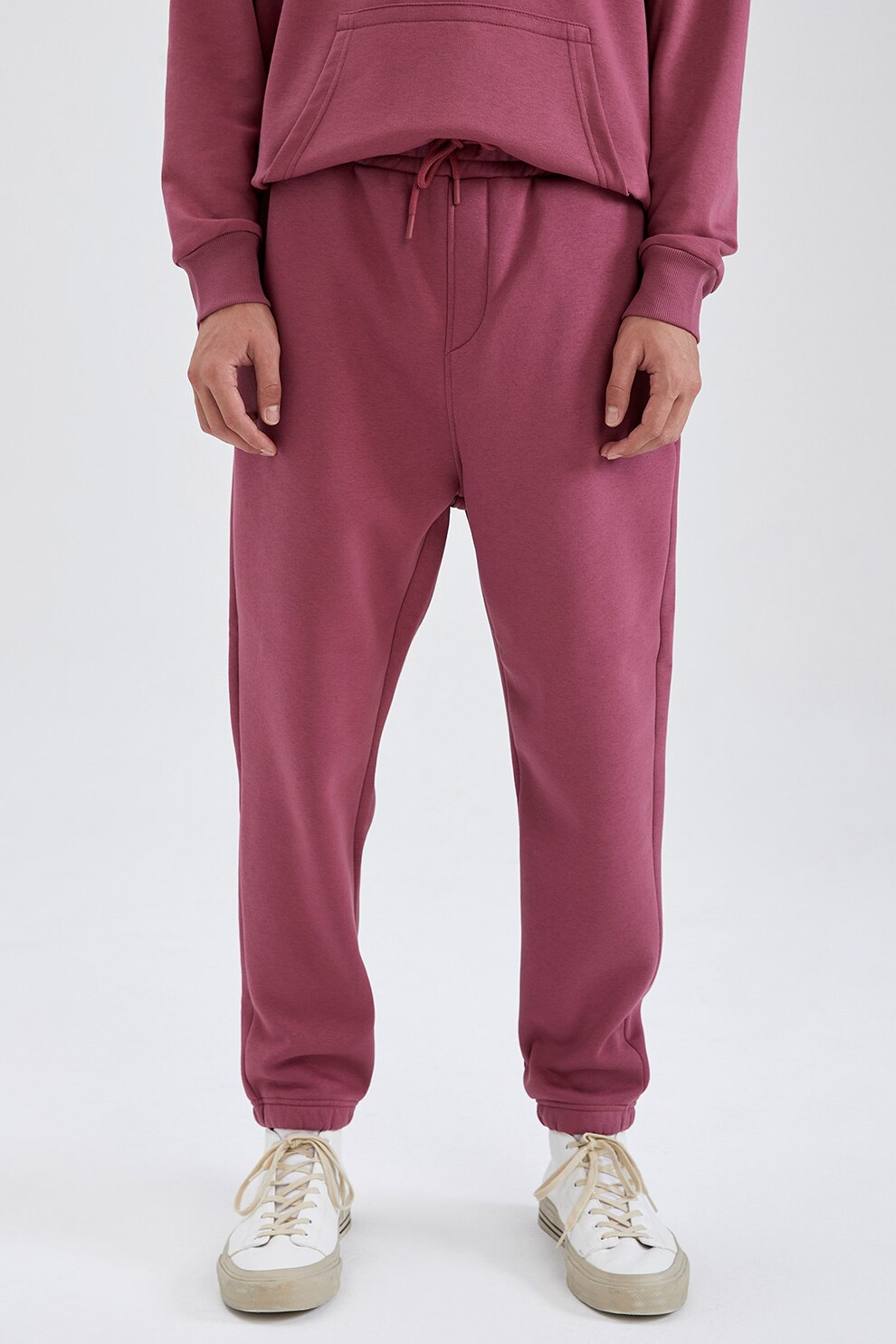 DeFacto, Pantaloni sport regular fit cu snur, Violet tyrian