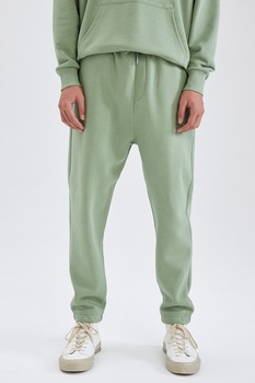 DeFacto, Pantaloni sport regular fit cu snur, Verde sparanghel