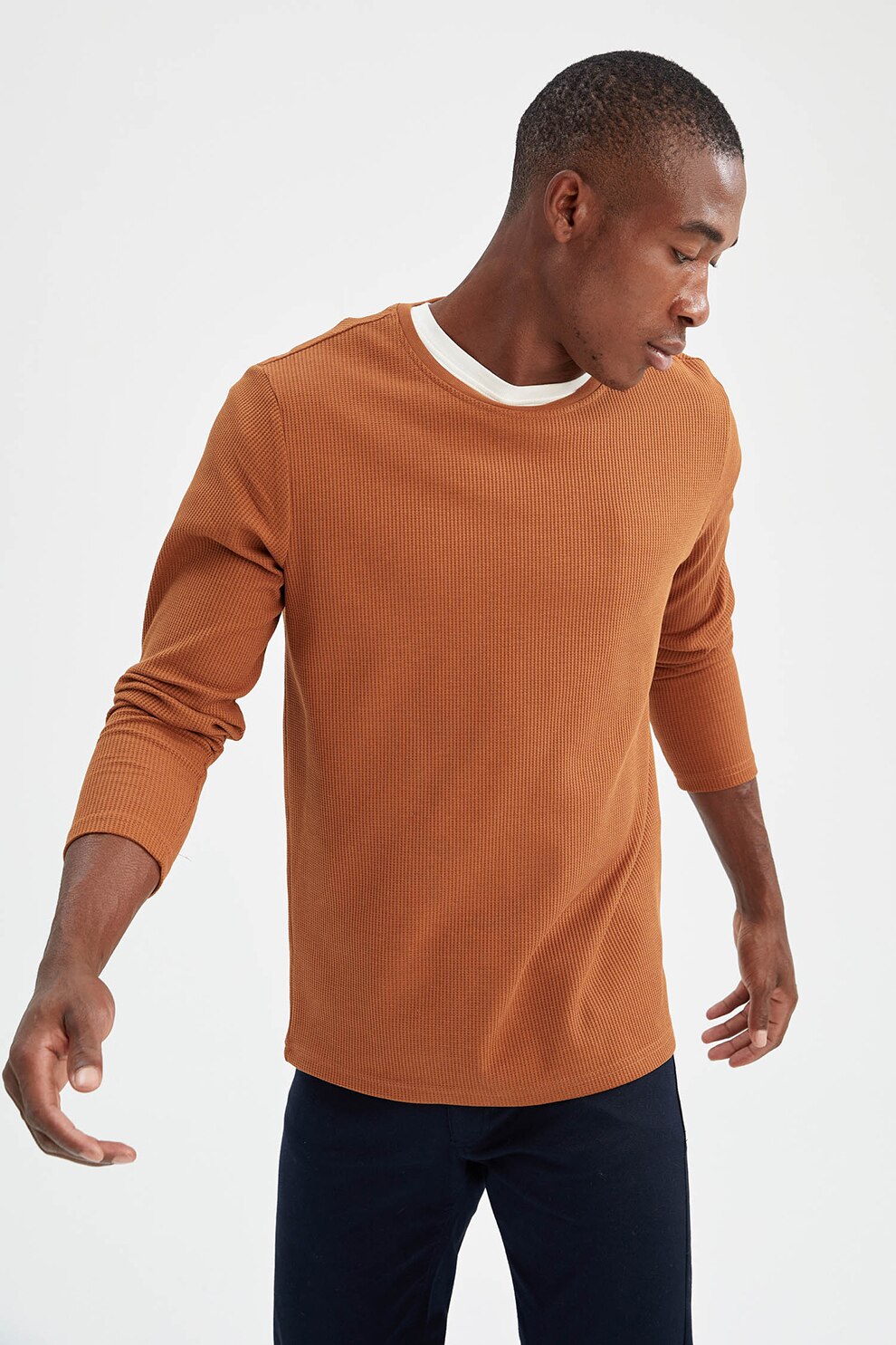 DeFacto, Bluza sport regular fit striata, Maro scortisoara, S