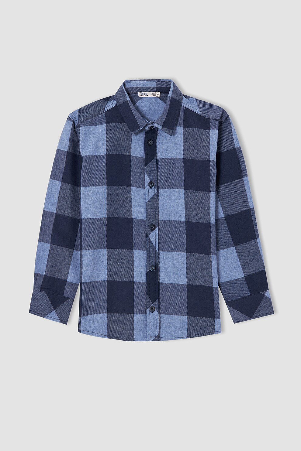DeFacto, Camasa in carouri cu guler clasic, Albastru/Negru