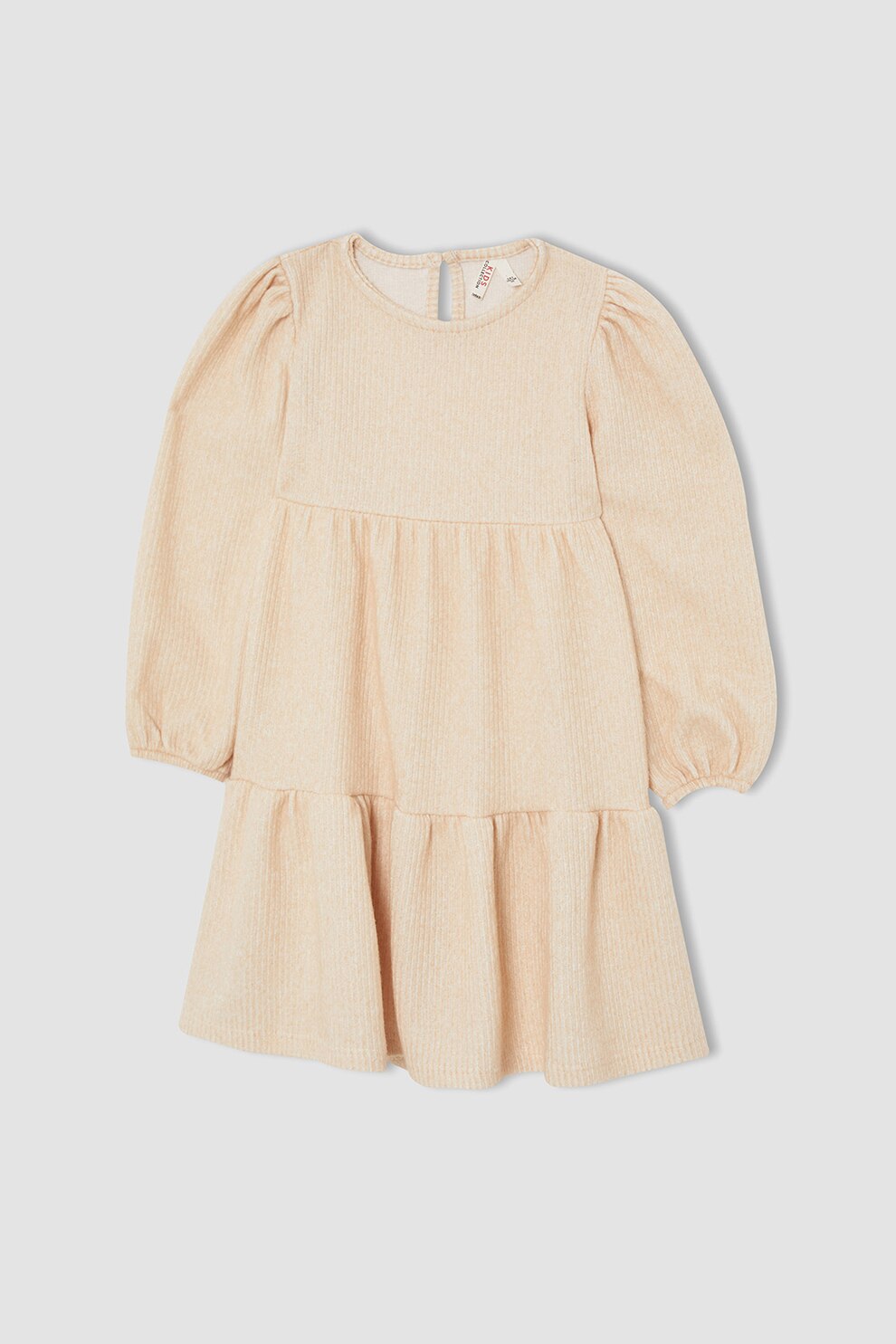 DeFacto, Rochie striata cu model stratificat, Alb fildes